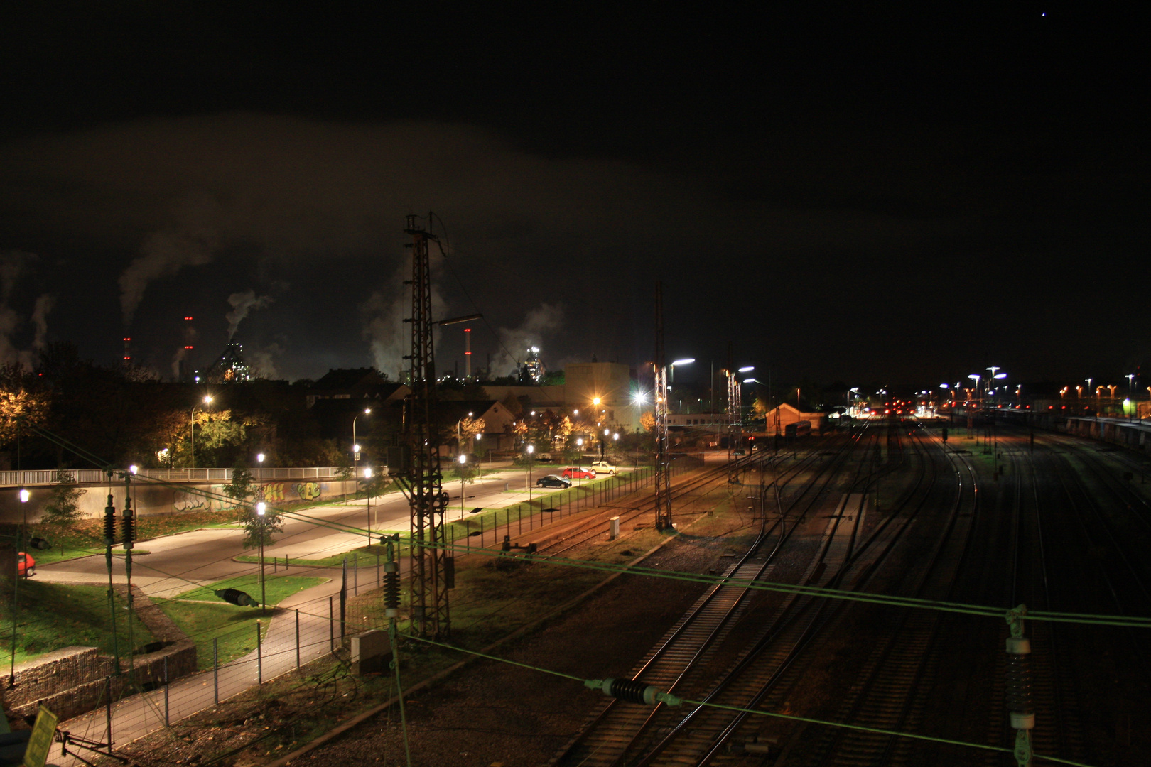 Dillinger Bahnhof bei Nacht