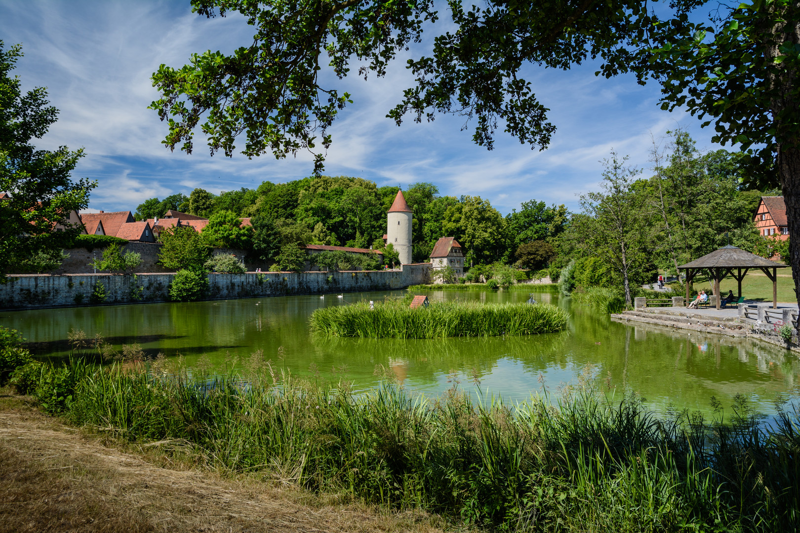 Dinkelsbühl am Rothenburger Weiher - Blick in Richtung Faulturm