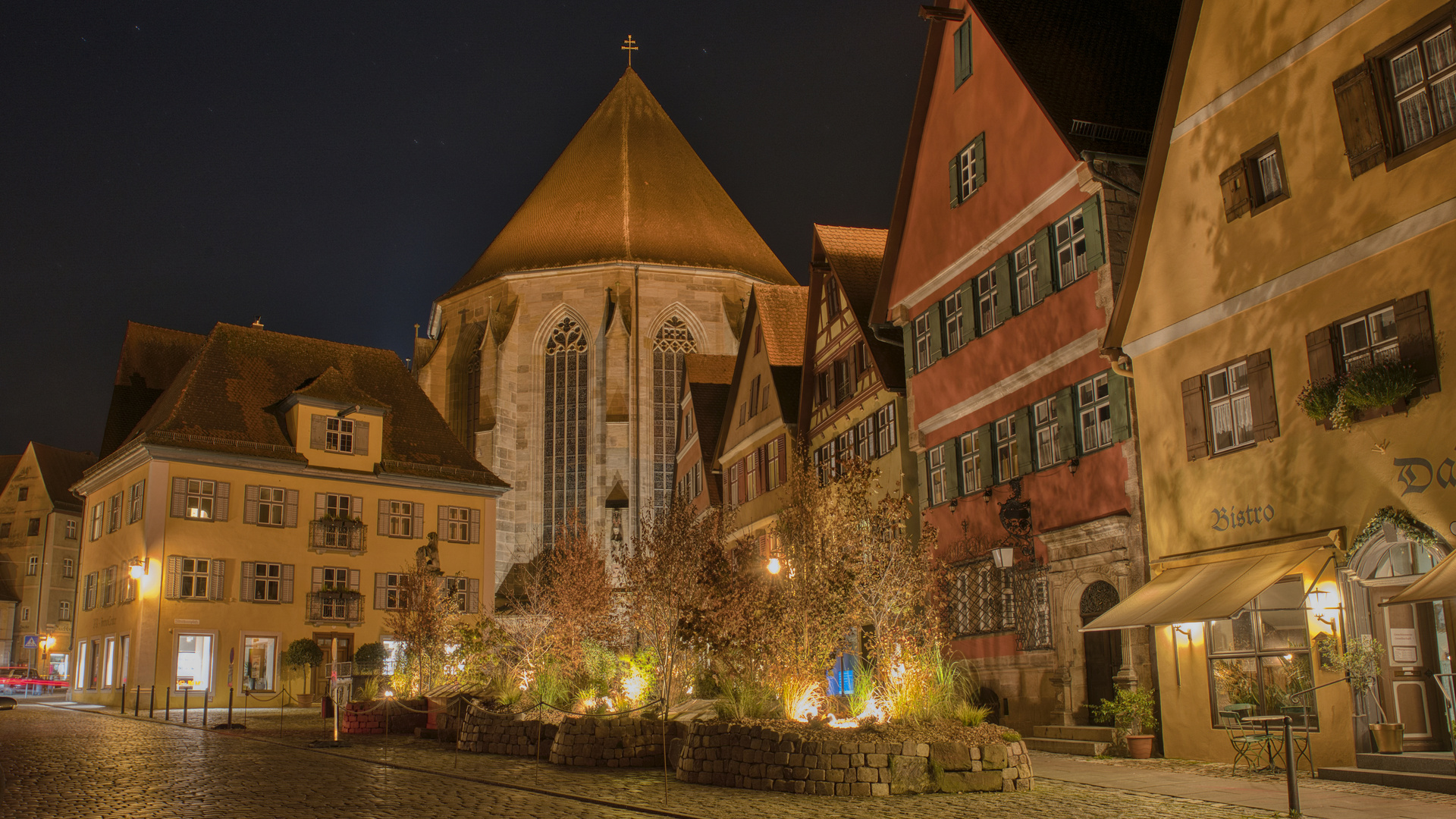 Dinkelsbühl Fischmarkt bei Nacht