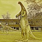 Dinosaurier vor dem Stuttgarter Naturkunde-Museum