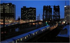 Dock  Bridge + PATH Trains at Blue Hour