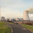 Doel - 134 - Embankment along Schelde River with Cooling Towers of the Nuclear Power Plant