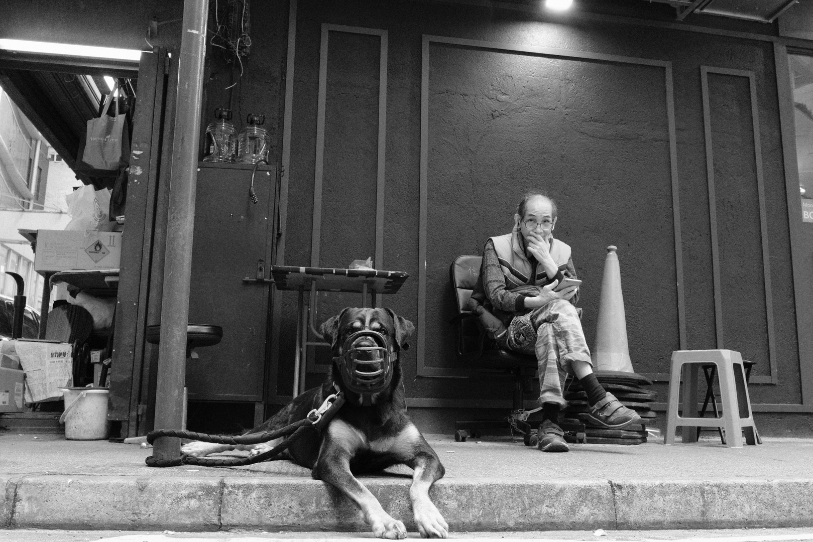 Dog and Master in Hong Kong