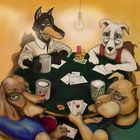 dogs playing cards