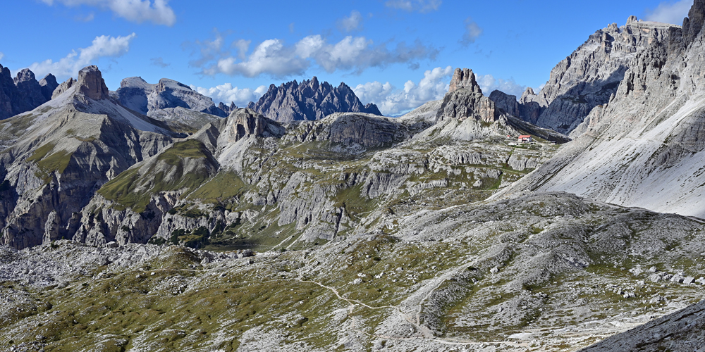 Dolomiten, Blick auf 3 Zinnen-Hütte