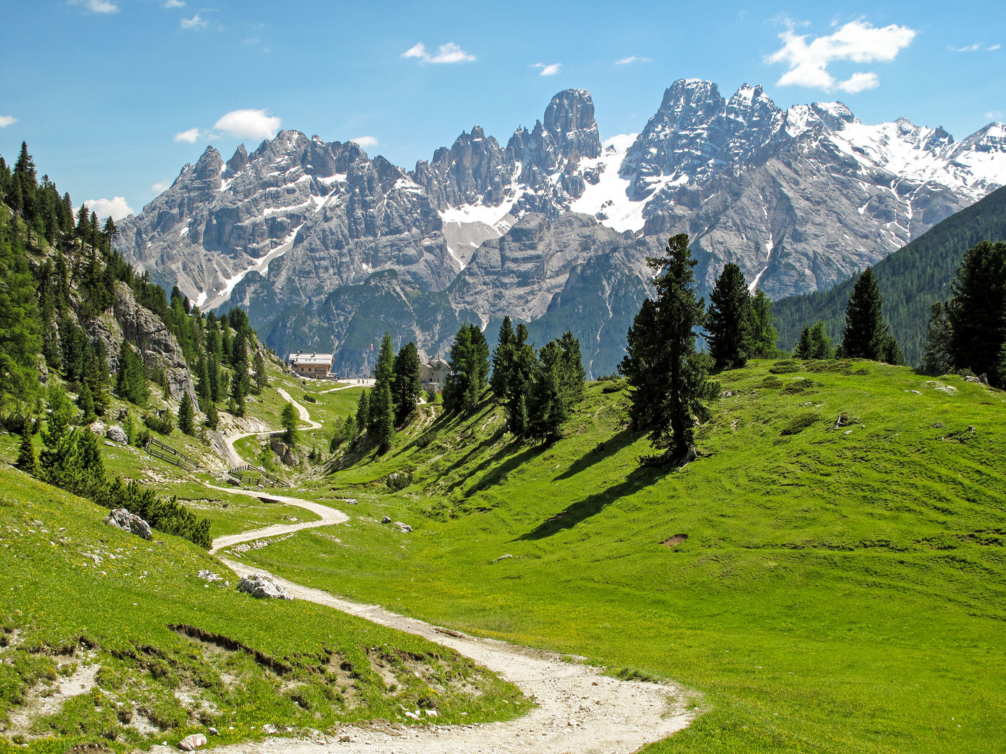 Dolomiten Plätzwiese Blick auf Cristallo