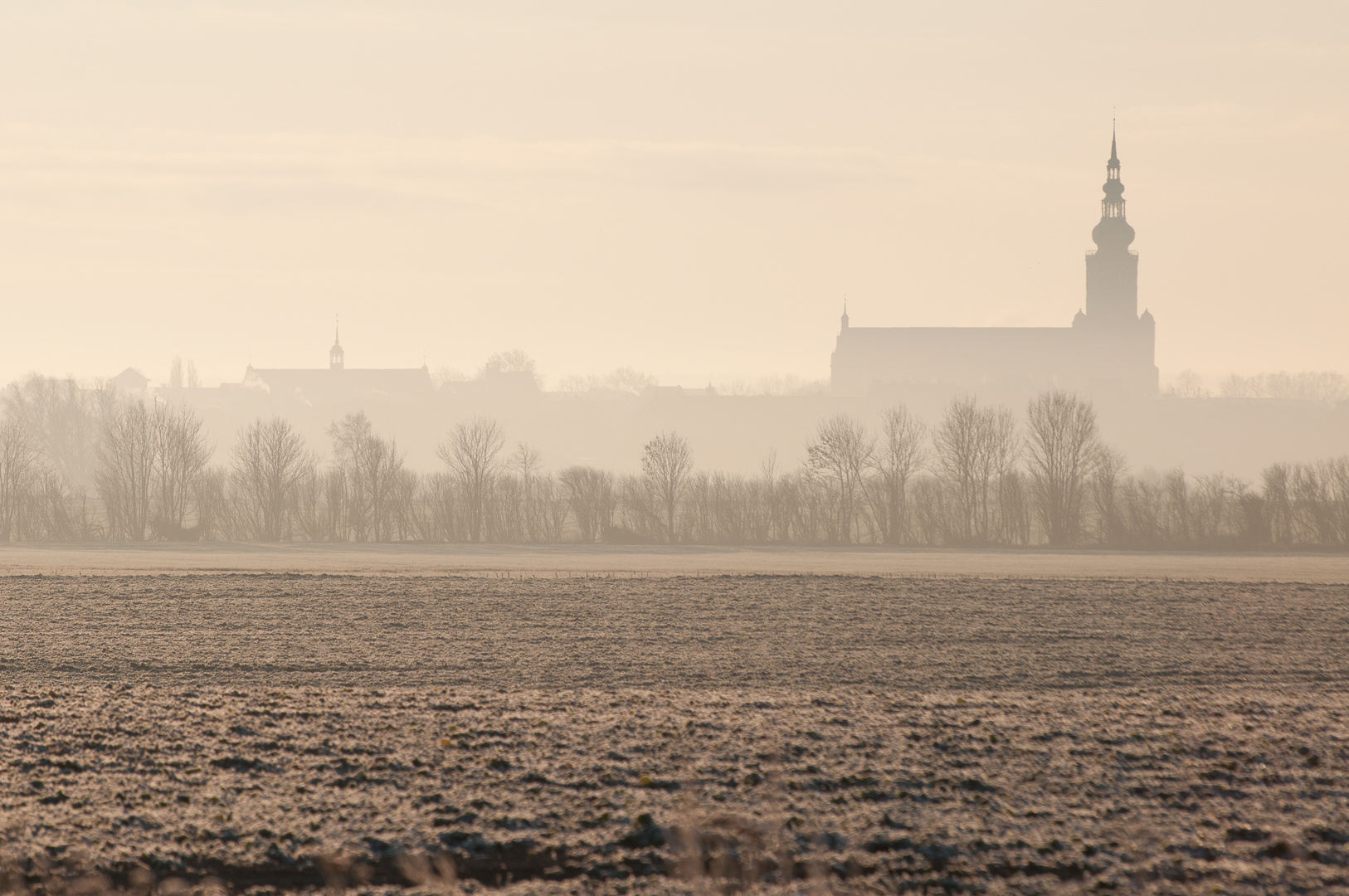 dom im sonnigen morgendunst