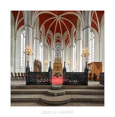 Dom St. Maria und Cäcilia - Verden " Blick, in den Hallenchor mit Altar... "