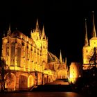 Dom und Severi - Kirche in Erfurt bei Nacht.