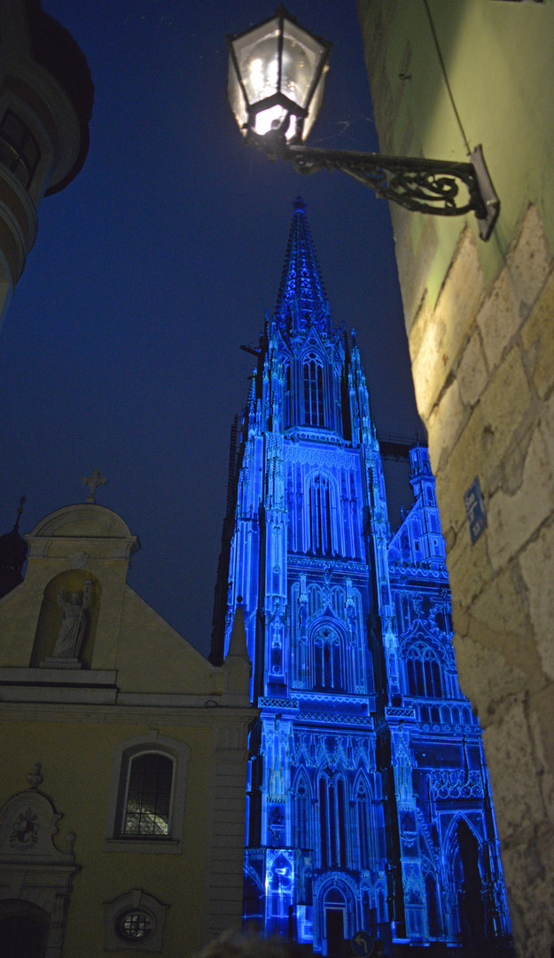 Dom von Regensburg in Blau