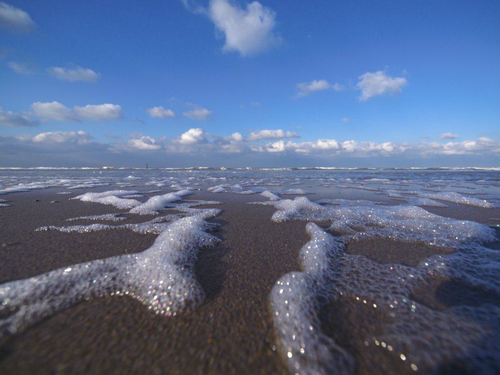 Dominanter Schaum am Strand