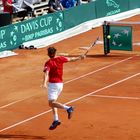 Dominic Thiem die Rückhand im Flug