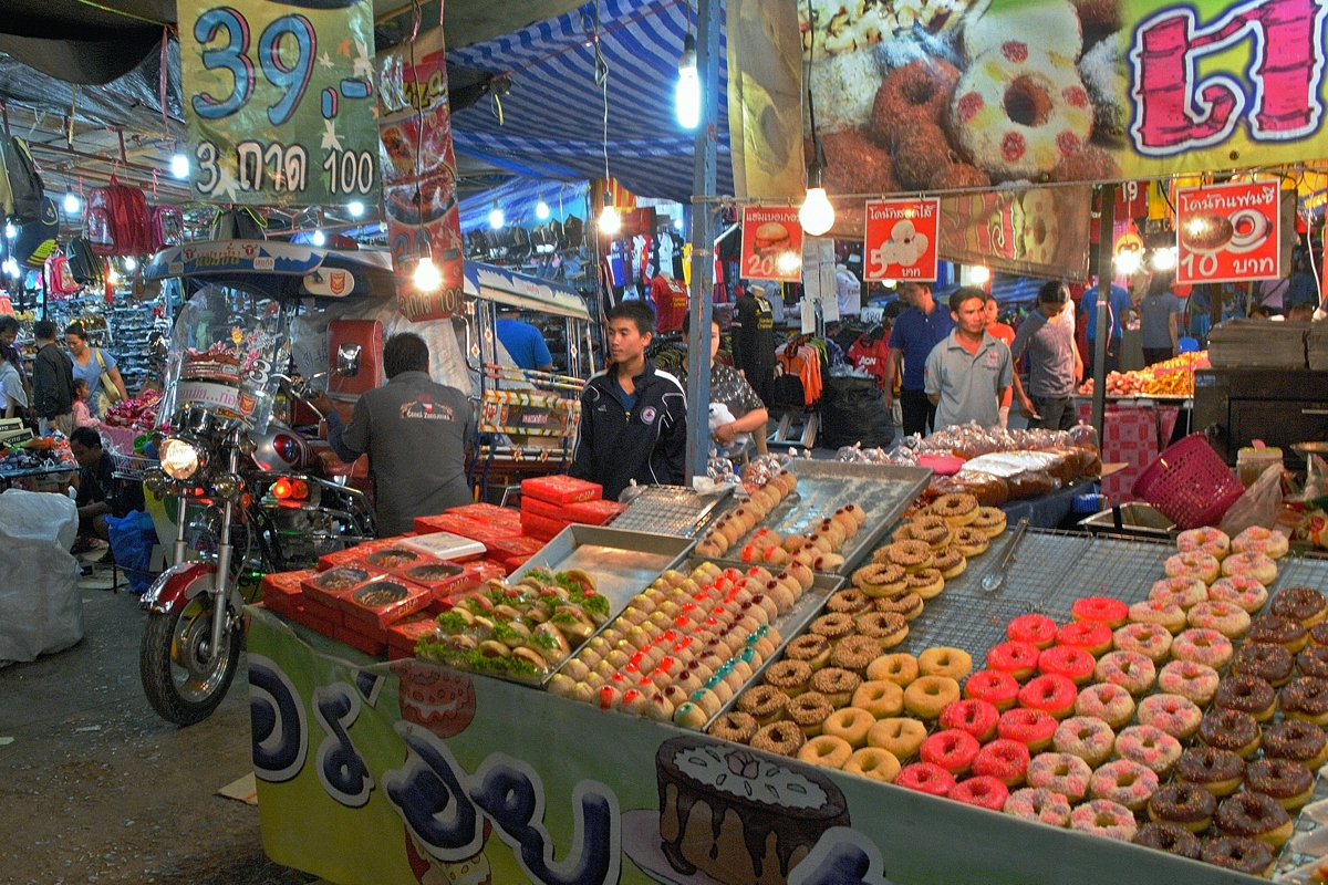 Donats selling on the market in Mueang Loei