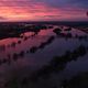 Donau-Hochwasser im Sonnenuntergang