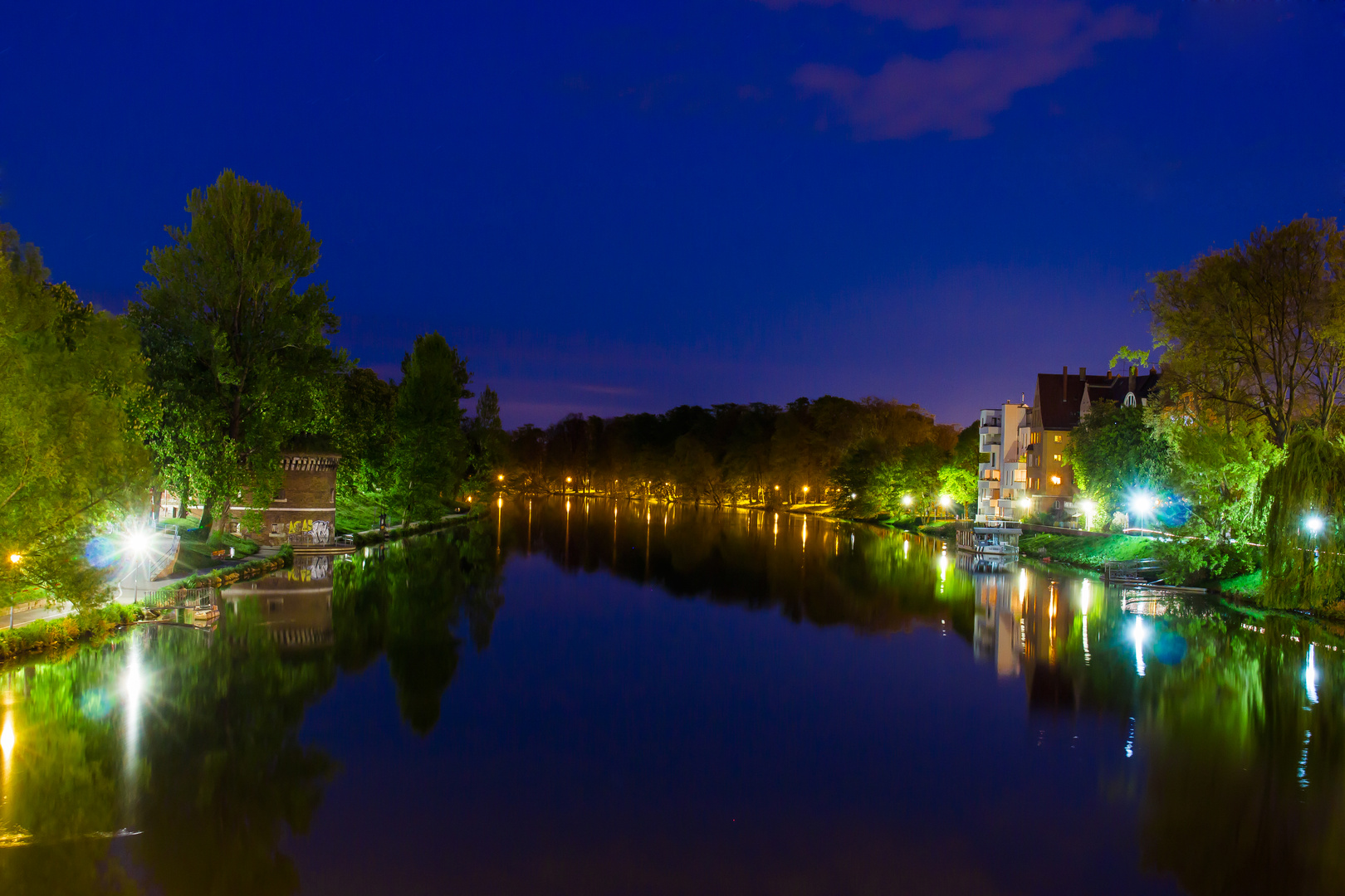 Donau in Ulm bei Nacht