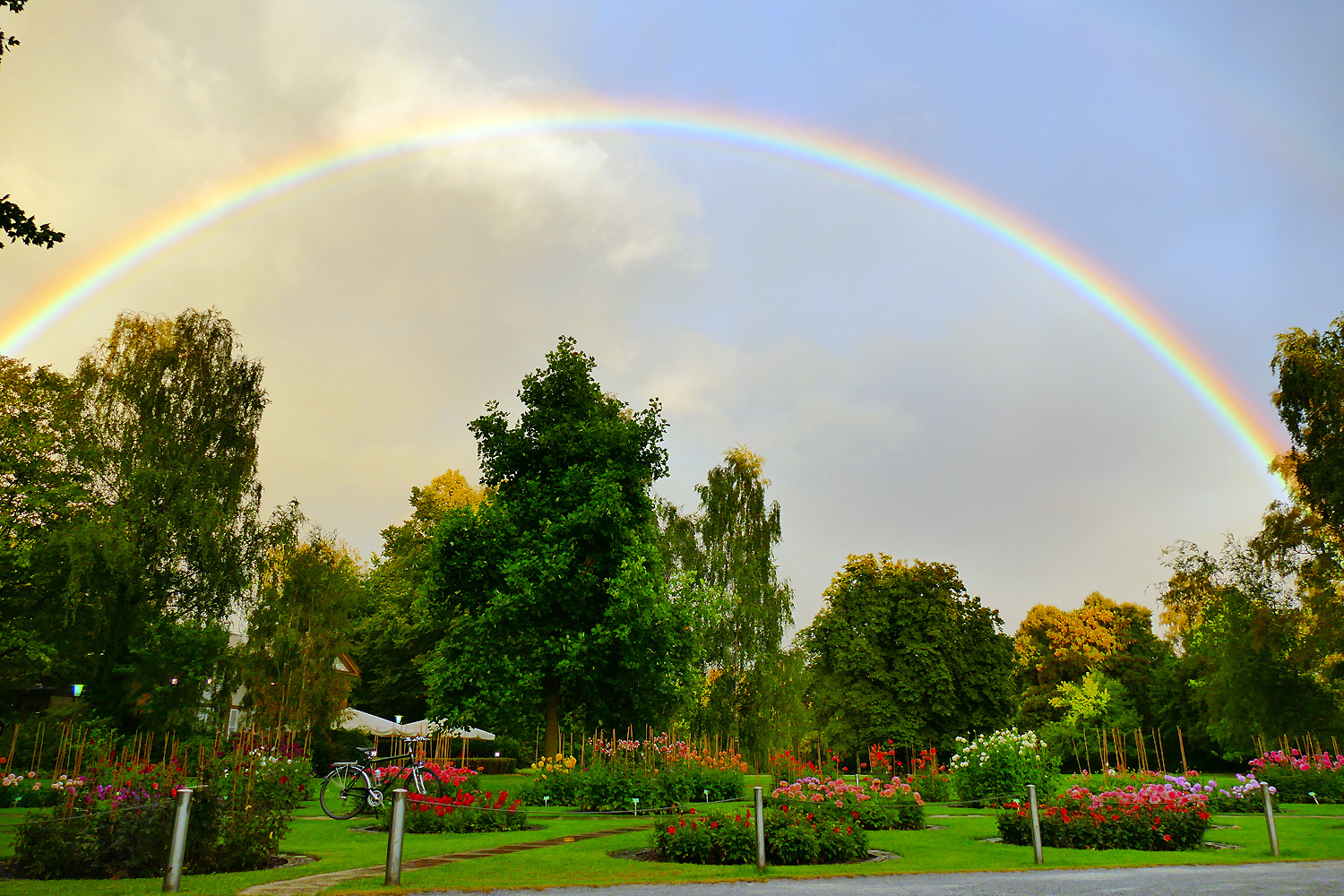 Doppel-Regenbogen über dem Park