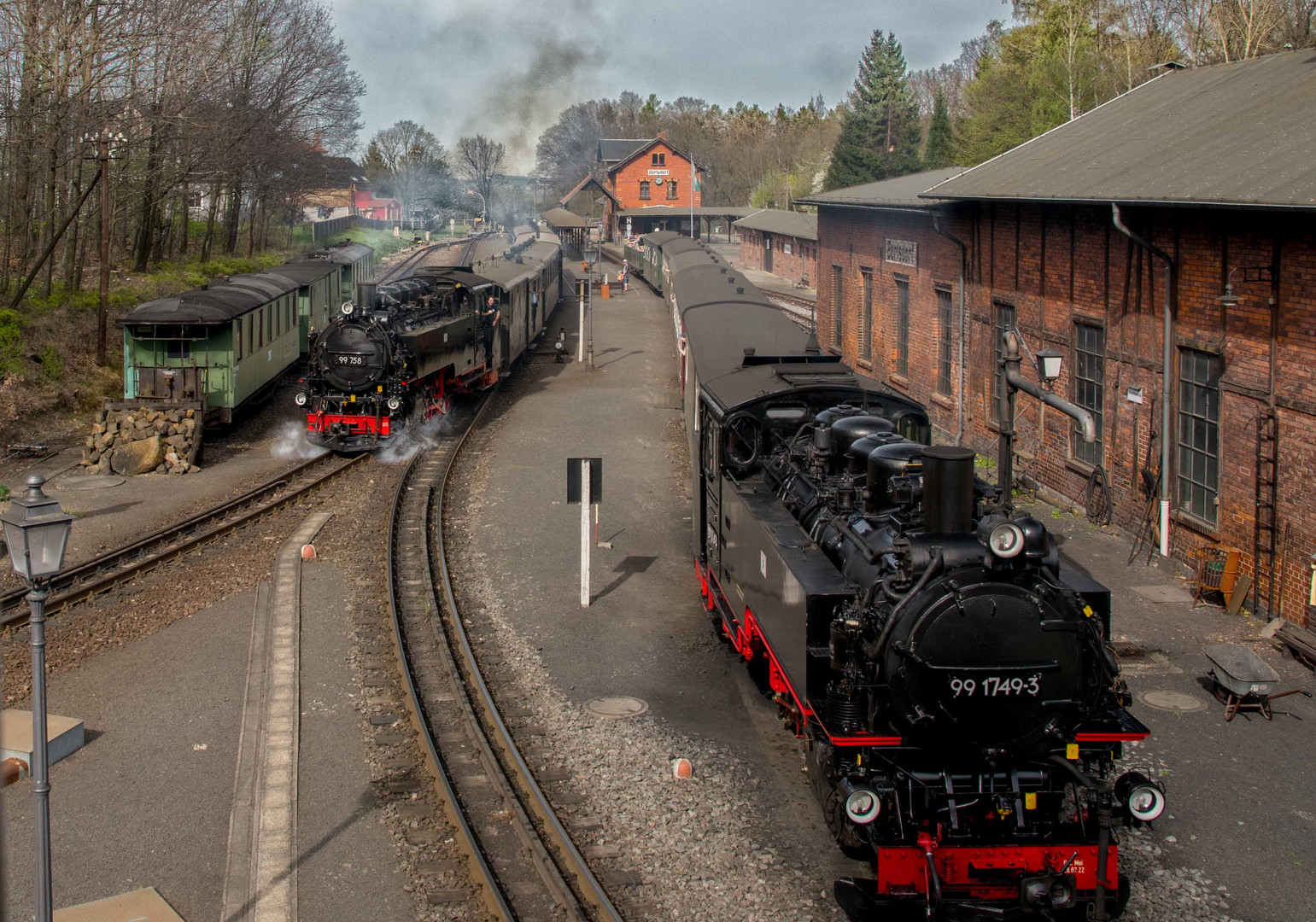 Doppelausfahrt der Zittauer Schmalspurbahn ins Gebirge