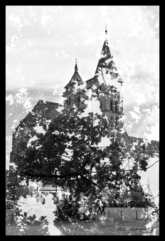 Doppelbelichtung Stadtkirche Esslingen