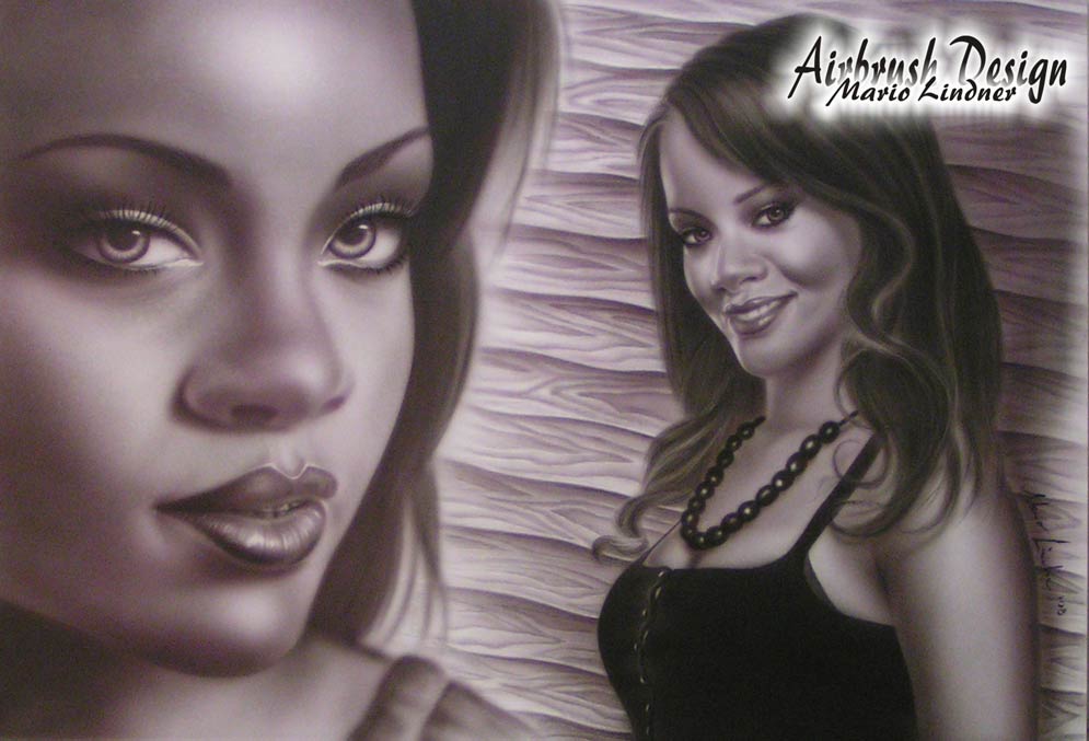 Doppelportrait Rihanna monochrom