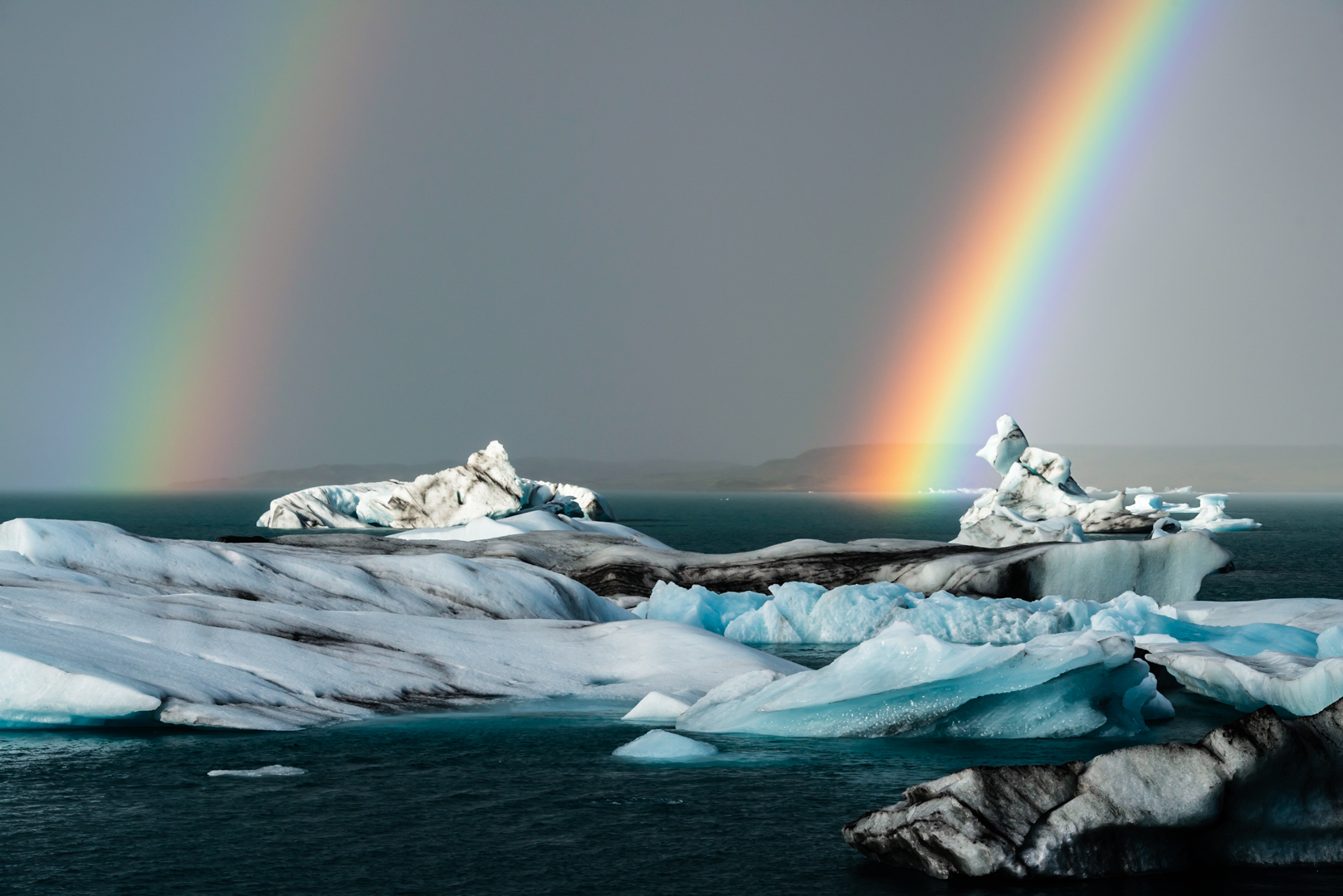 Doppelregenbogen am Jökulsarlon (Island)