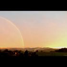 Doppelregenbogen bei Sonnenuntergang Panoramafoto