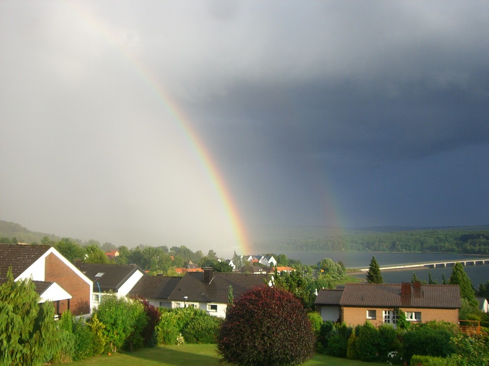 Doppelregenbogen über den Möhnesee