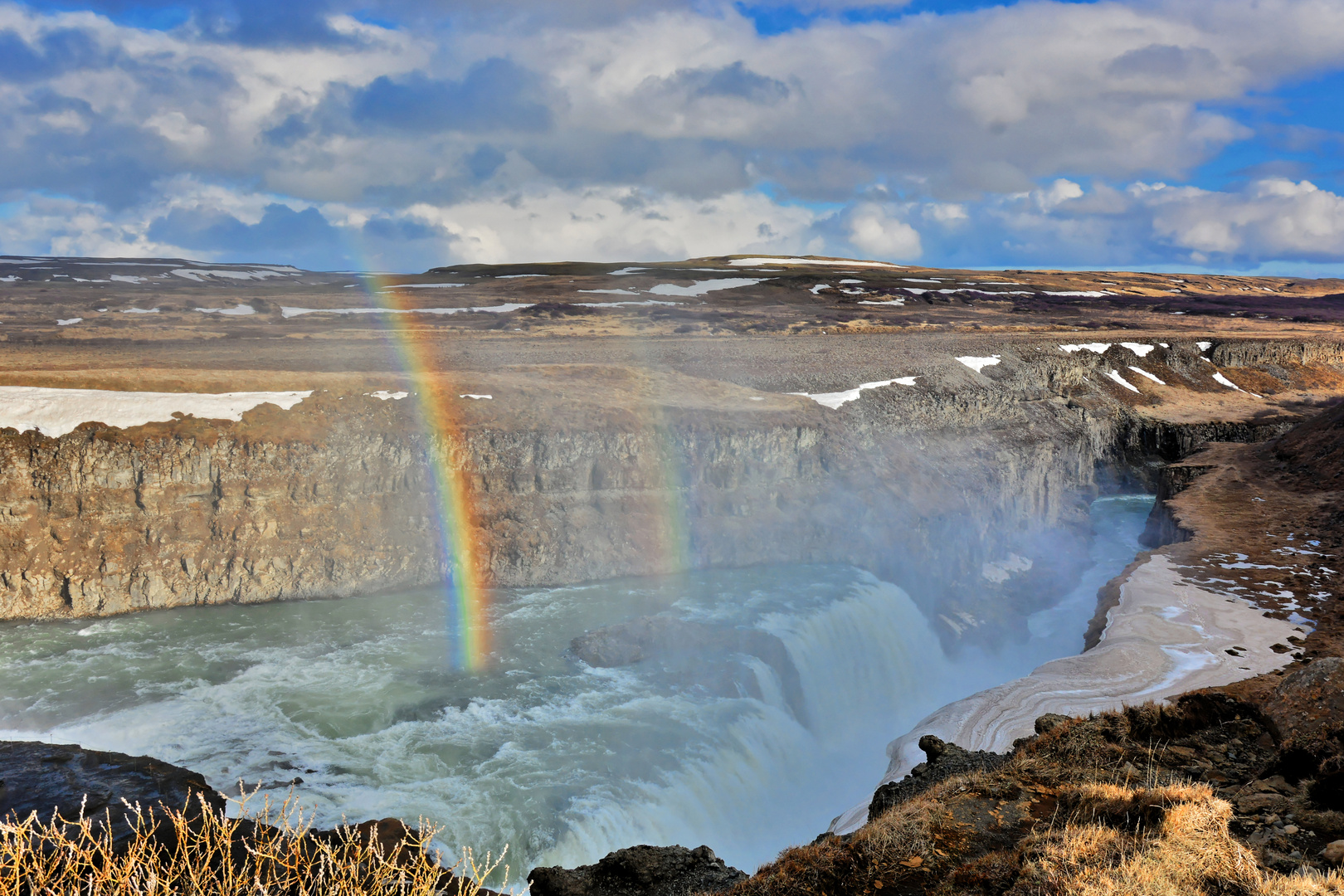 Doppelter Regenbogen am Gullfoss