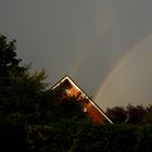 Doppelter Regenbogen über unserem Haus