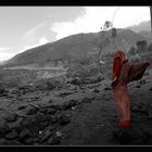 Dorf bei Baños nach Vulkanausbruch