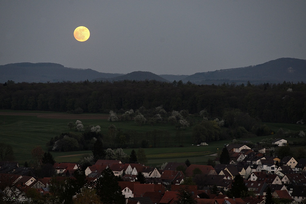 Dorf im Mondschein