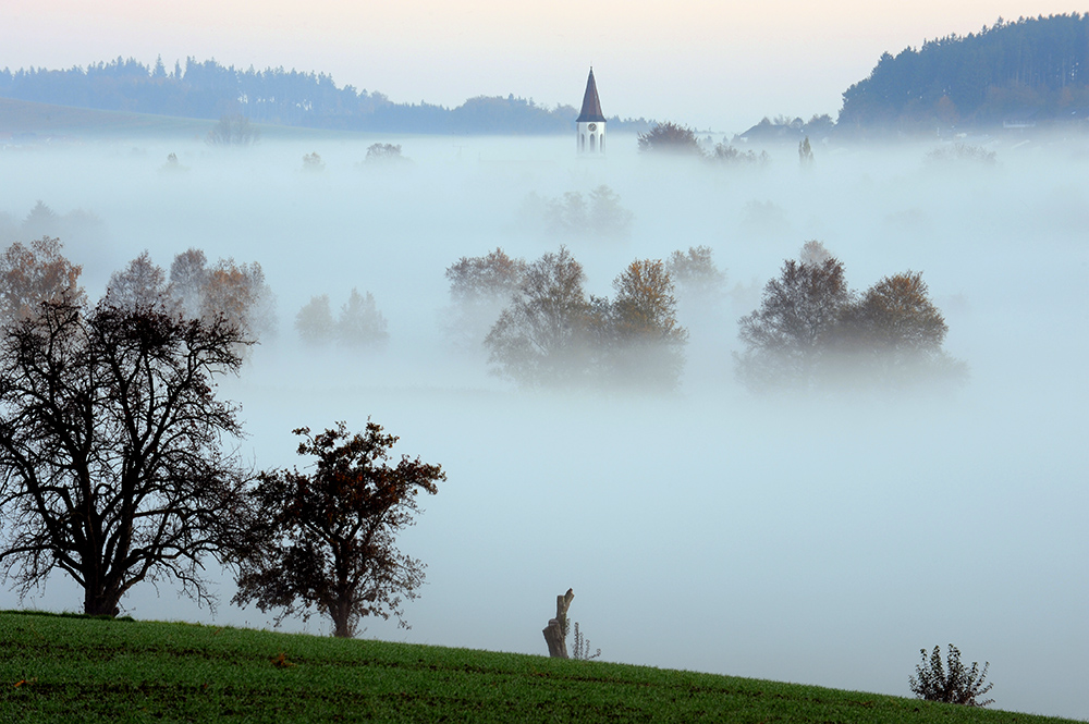 Dorf im Nebel