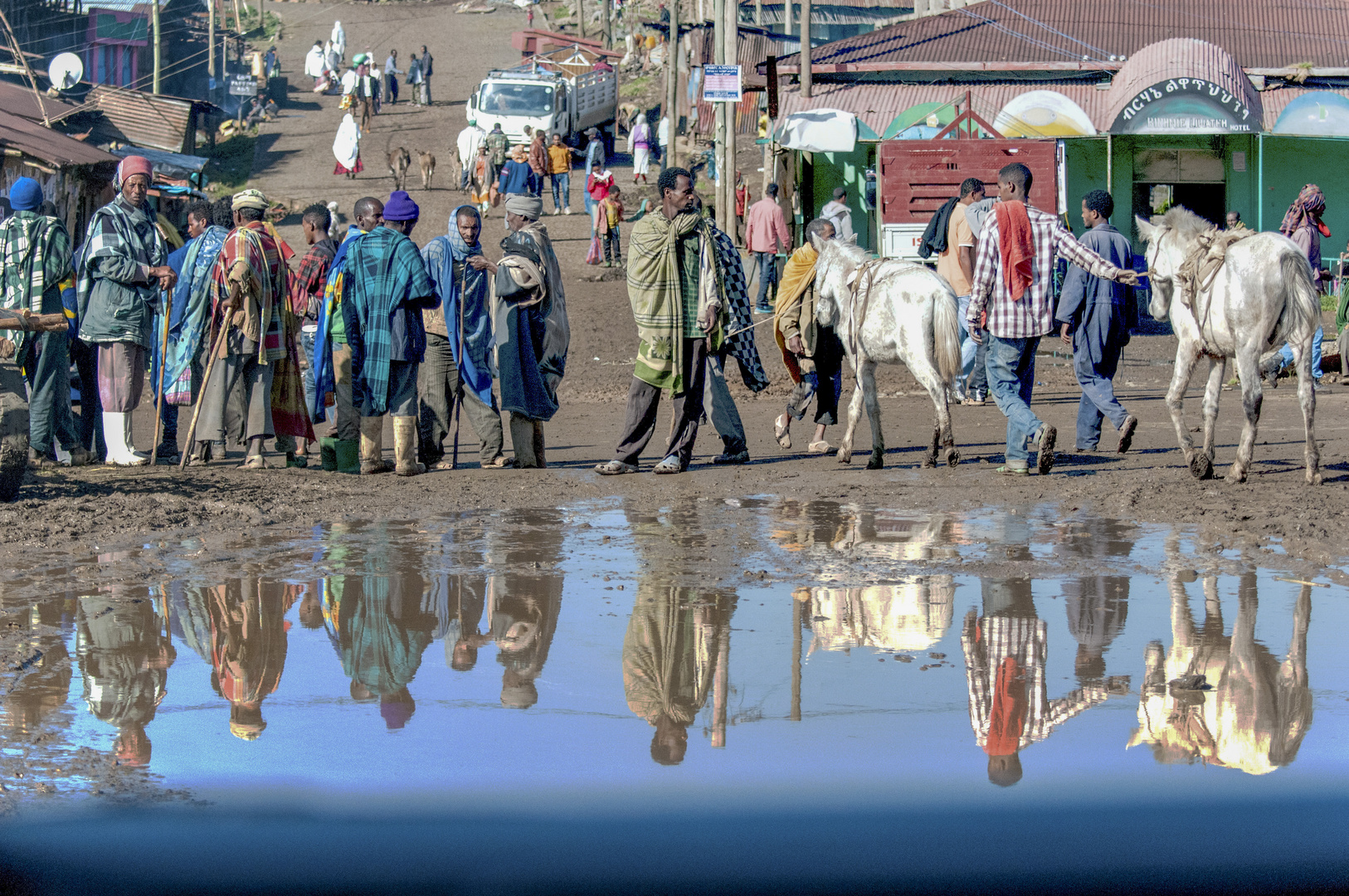 Dorf-Szene im Äthiopischen Hochland