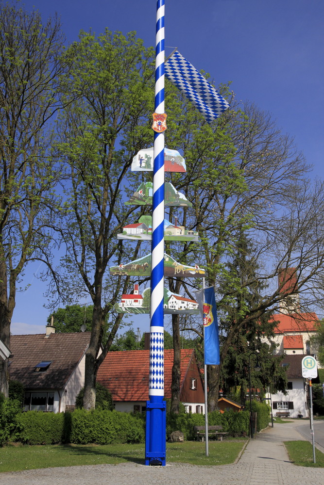 Dorfansicht mit Maibaum