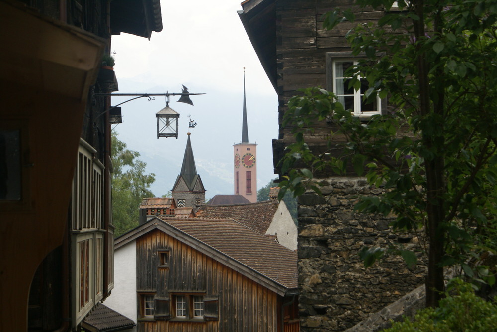 Dorfkern mit Kirche in Werdenberg