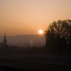 Dorflandschaft im Sonnenaufgang