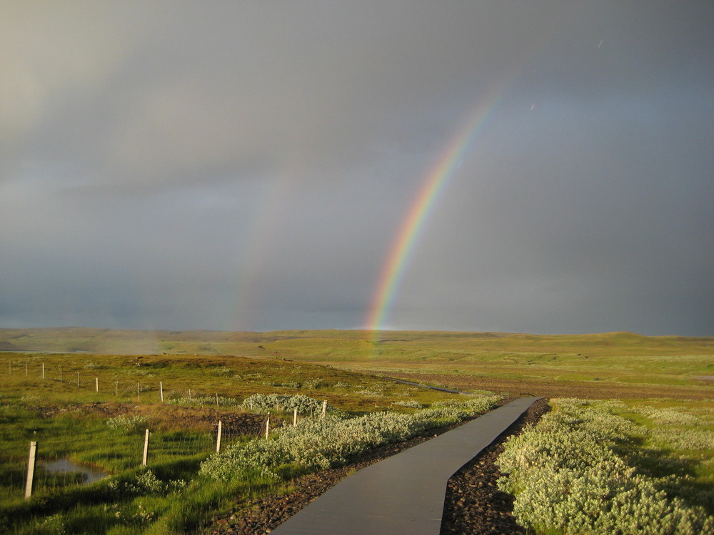Double-Rainbow Greeting at Gullfoss