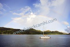 double rainbow on seychelles islands