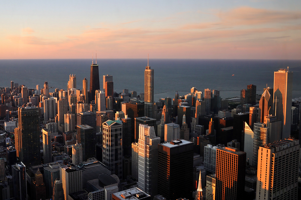 Downtown Chicago im Abendlicht