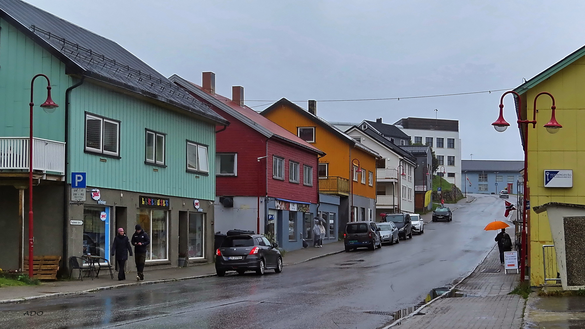 Downtown Honningsvåg in the Rain