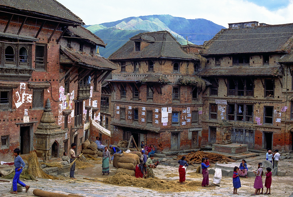 Downtown in the city of Bhaktapur