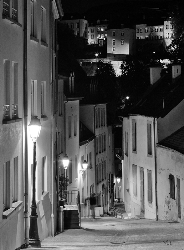 downtown Luxembourg by night