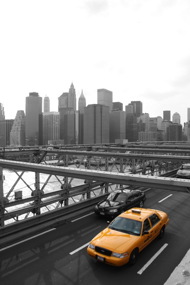 Downtown Manhatten von der Brooklyn Bridge