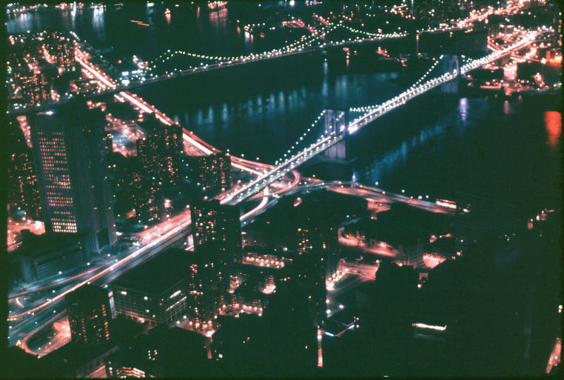 downtown NYC from the roof of the World Trade Center circa 1976