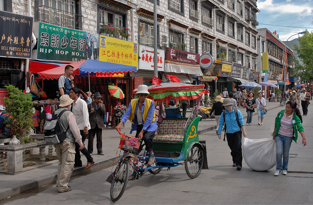 Downtown on the street in Lhasa