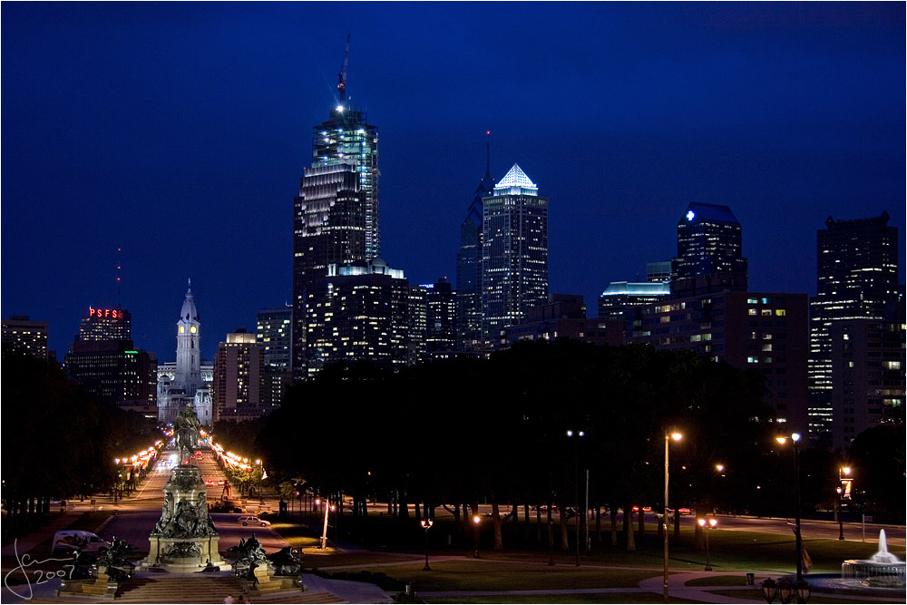 Downtown Philly at night