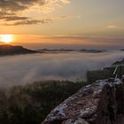 Drachenfels: Sonnenaufgang über dem Buhlsteinpfeiler
