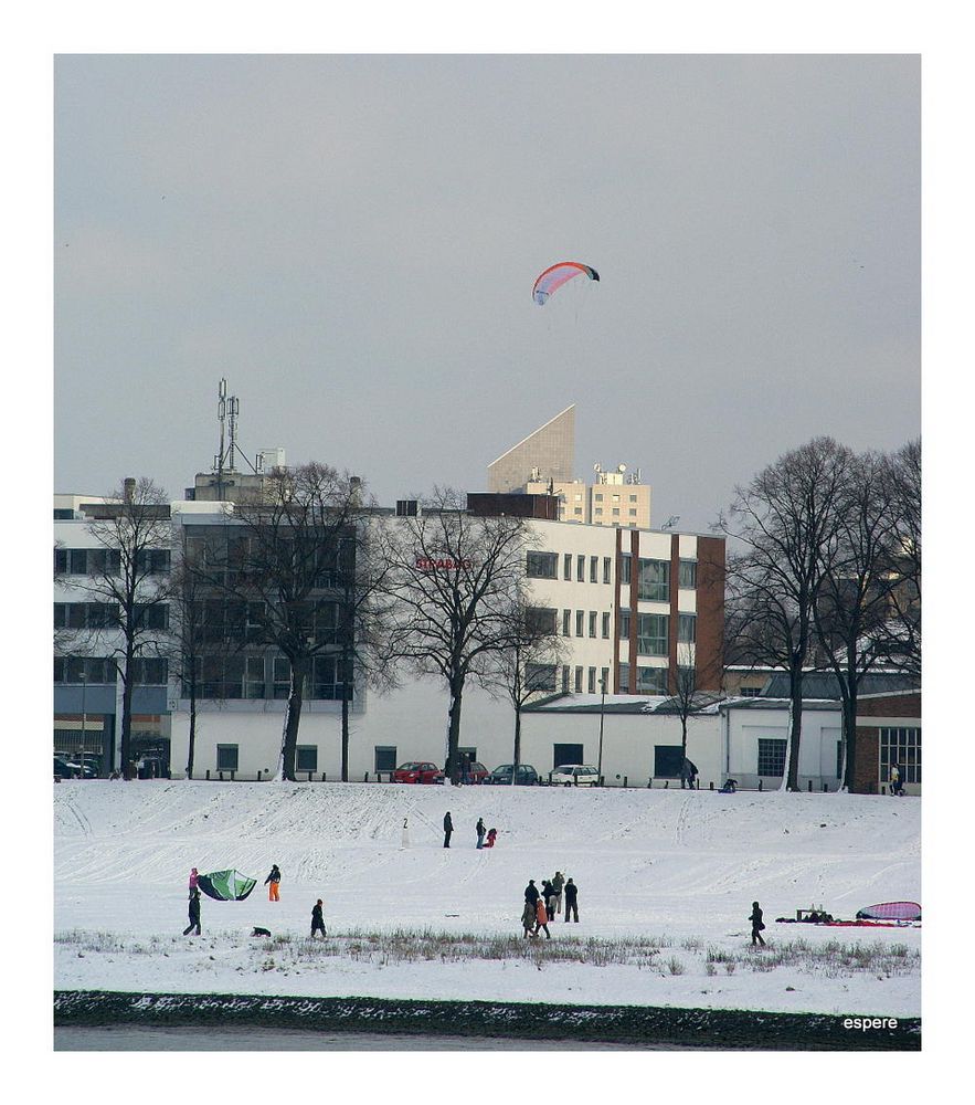 Drachensteigen im Winter