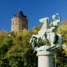 Drachentöter und 16-eckiger Schlossturm in Plauen