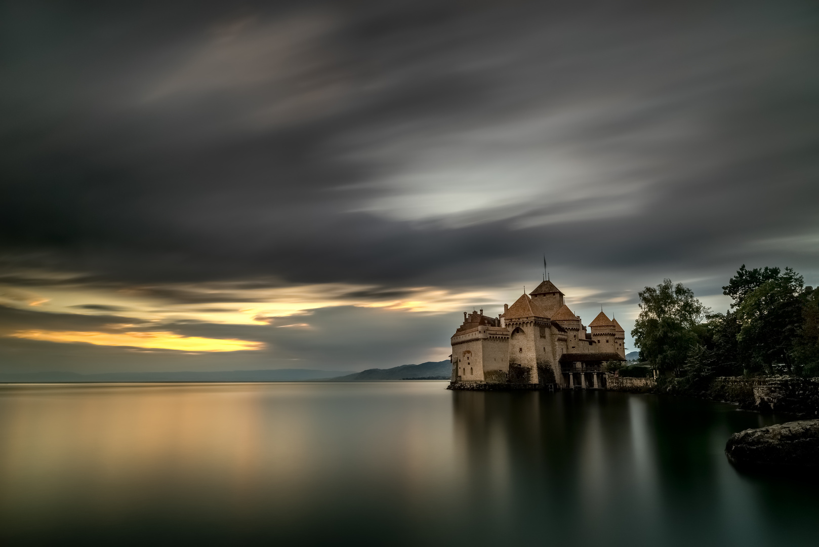 dramatic evening near castle