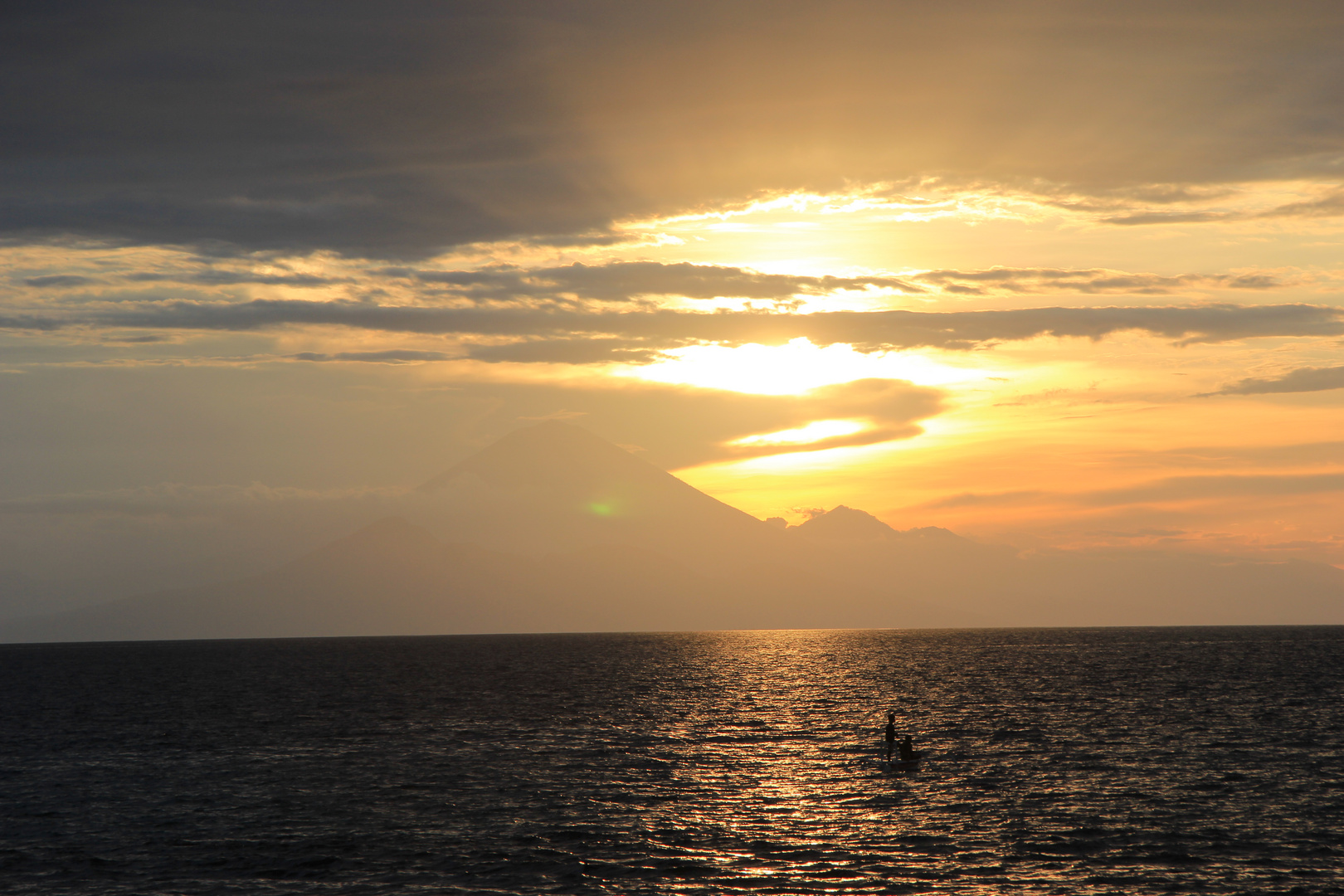 Dramatic sunset over Mt. Agung, Bali, Indonesia